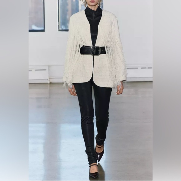 Zara Cream Fringe Blazer - Picture 5 of 16